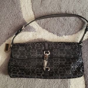 Metallic silver logo mini coach bag